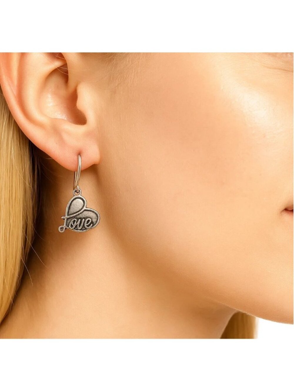 Alex And Ani Silver Love Heart Earrings With Gift Bag NWT